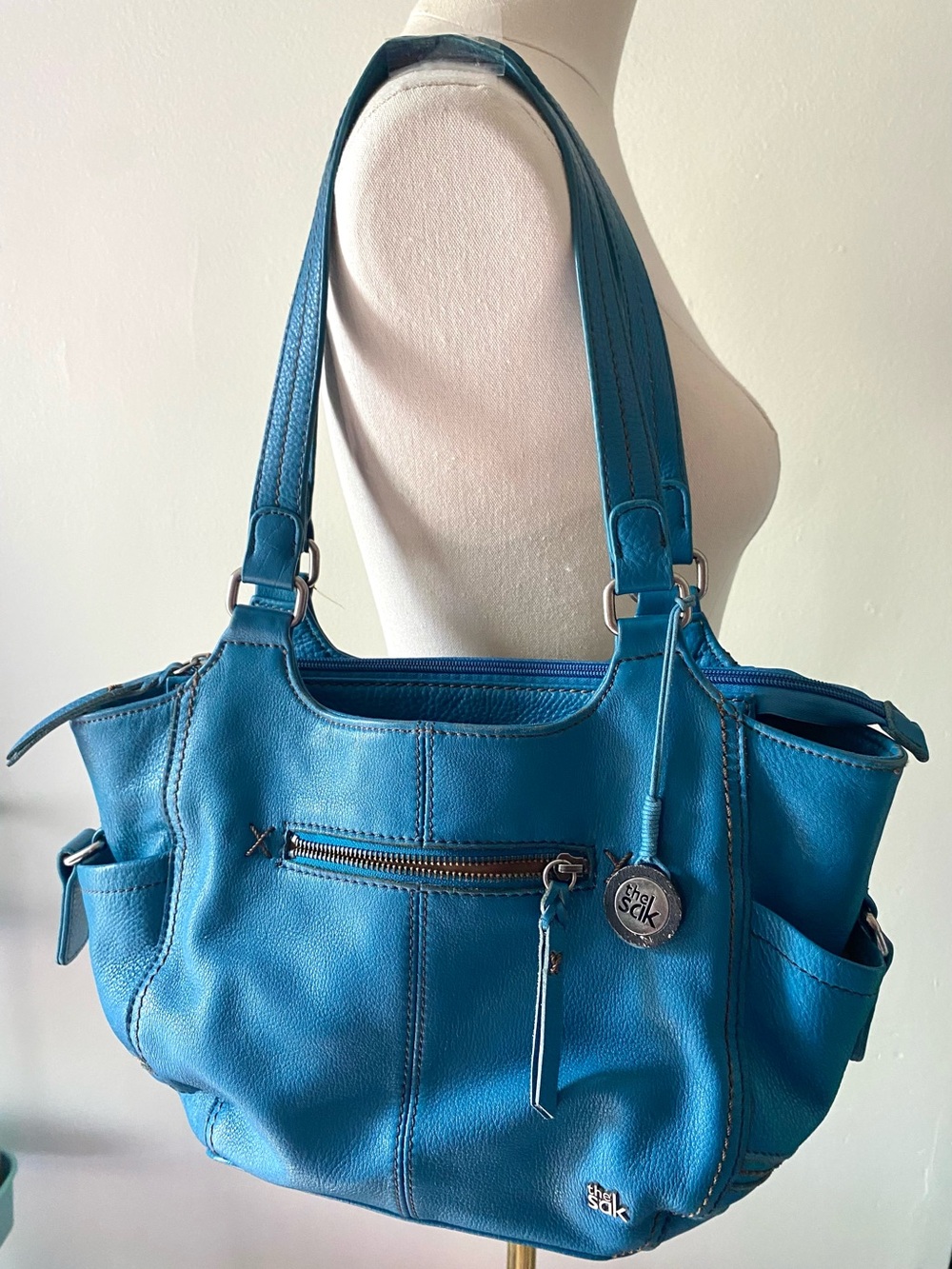The Sak Kendra Leather Satchel Double Handle
Blue/Teal